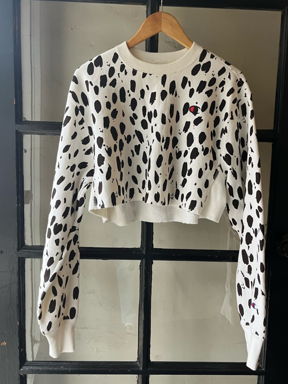 Champion Dalmatian Print Cropped Sweater
